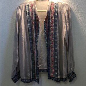 Beige rayon embroidered Johnny was button down